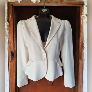 🆕️ Carabella Collection Beau Bois Women's  Ivory Ruffled Blazer Suit Jacket